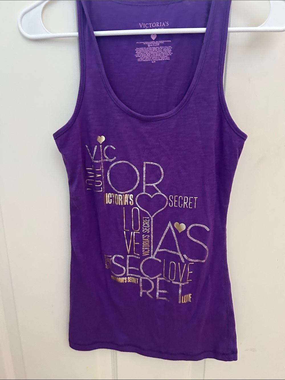 Victoria's Secret Purple Tank with Gold Glitter Logo